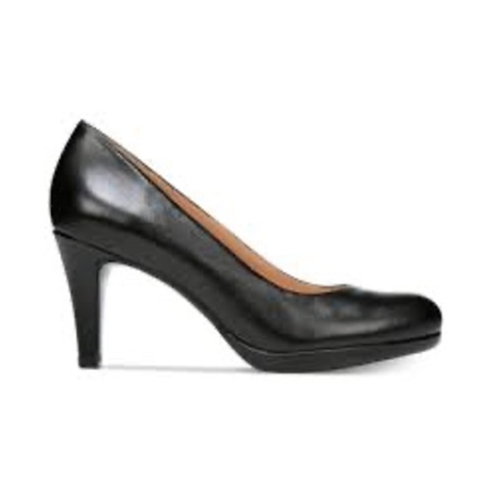 Naturalizer Michelle Pumps Black Leather Round Toe Platform Heels 8.5M MSRP $130
